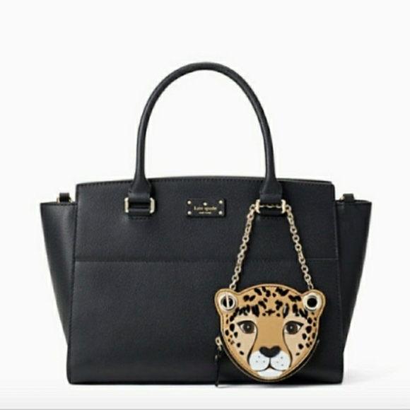 NWT! Kate Spade Leopard Novelty Coin Purse "Run Wild Black" - Picture 6 of 10